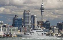 HMNZS Hawea sailing out from Devonport Naval base