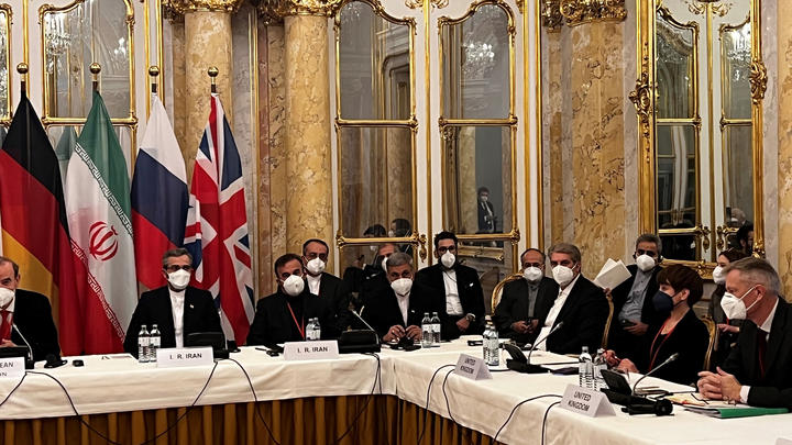 Representatives from Iran (left), and the UK (right), before the suspension of talks in Vienna aimed at reviving the Iran Nuclear deal.