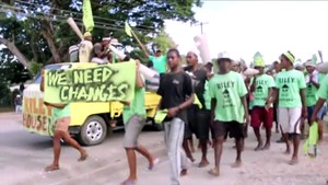 Voters take to the streets in Solomon Islands.