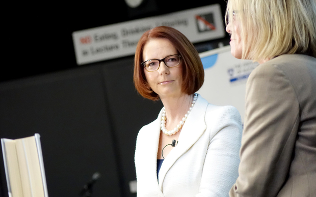 Julia Gillard speaks at the University of Auckland.