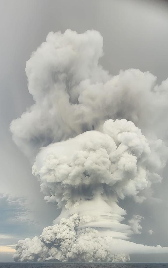 Hunga-Tonga-Hunga-Ha'apai underwater volcano on January 15, 2022.