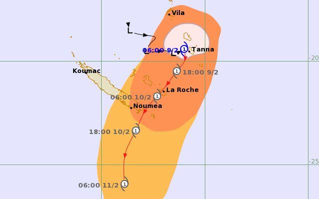 Tracking map for Tropical Cyclone Dovi