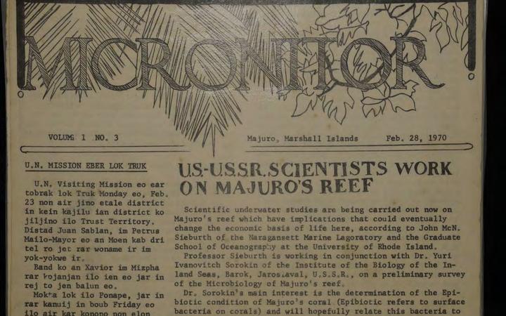 One of the first editions of the Majuro newspaper Micronitor in 1970