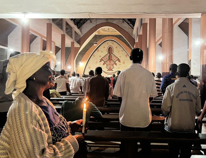 People in Cameroon attend the Easter procession at Notre Dame Des Victoires Cathedral in the capital, Yaounde.