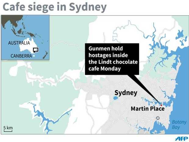 The scene of the hostage drama in central Sydney.