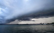 Storm clouds over Auckland.