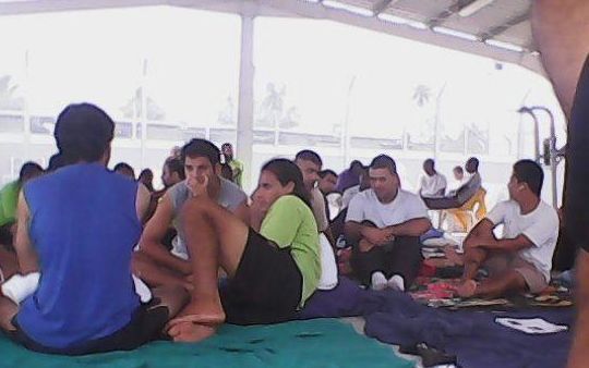 Asylum seekers in Manus Island camp