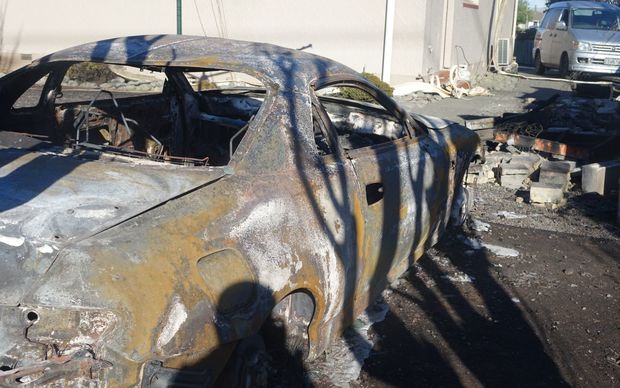 A car destroyed by the Christchurch fire.