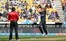 Tim Southee appeals to the umpire in Wellington
