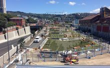 The Pukeahu National War Memorial park under construction in Wellington.
