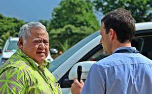 RNZI reporter Johnny Blades interviewing Samoa's Prime Minister Tuilaepa Sailele Malielegaoi