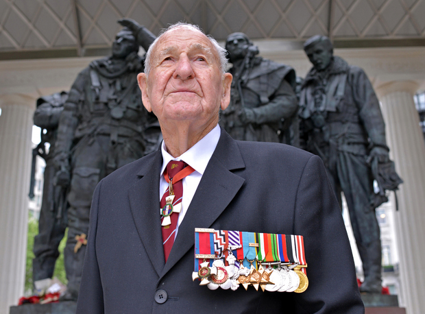 Les Munro at the Bomber Command Memorial in London.