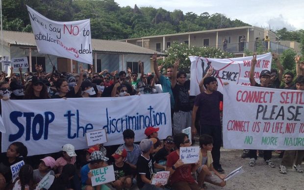 Refugees protesting in Nauru