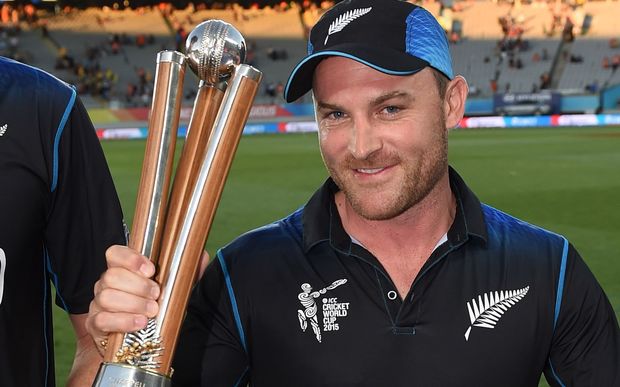 Black Caps captain Brendon McCullum with the Chappell-Hadlee trophy, is there more silverware to come for the New Zealand cricketers? 