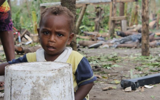 Creg, 1 year, Taunono community on the outskirts of Port Vila. He is one of up to 60,000 children affected by the Super Cyclone Pam.