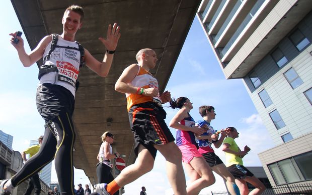 Runners compete at the London Marathon.