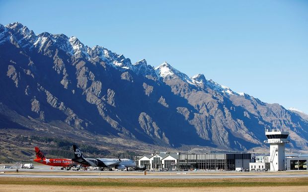 Queenstown Airport against the backdrop of The Remarkables mountain range.