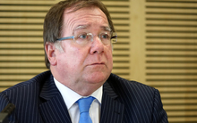 180714. Photo RNZ. Foreign Minister Murray McCully talking with media about the Mayalsia Airlines MH17 flight.