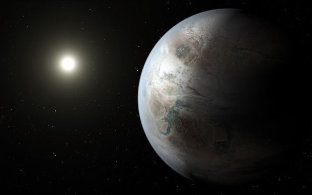 Artist's concept of Kepler-452b, the first almost Earth-size world to be found in the habitable zone of star similar to our sun.
