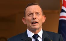 Tony Abbott speaks at a press conference today in Canberra.