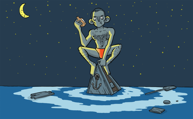 Former Australian PM Tony Abbott - a man alone on a sinking ship, eating an onion
