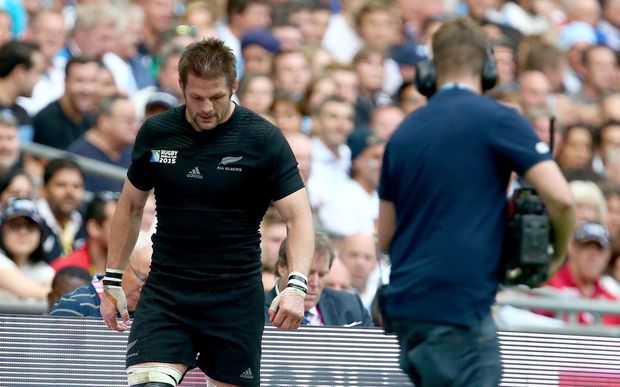 Richie McCaw heads to the sin bin during the Rugby World Cup match between New Zealand and Argentina.