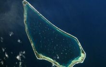 Aerial view of Manihiki in the Cook Islands.