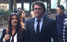 Lou Vincent leaving court with wife Susie