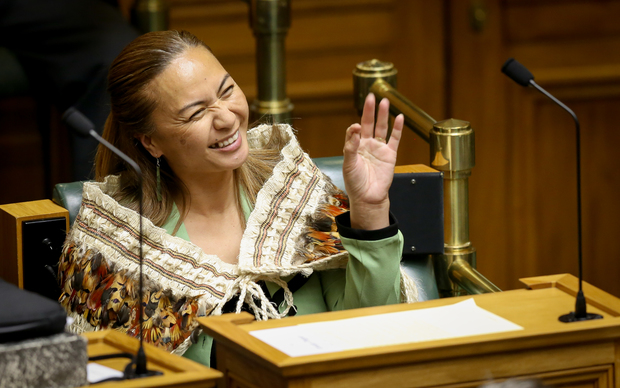 New Green party  MP, Marama Davidson, after she was sworn into Parliament today.