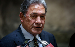 Winston Peters on the bridge at Parliament.