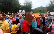 Protesters in the Cook Islands protest a draft deal between their government and the European Union.