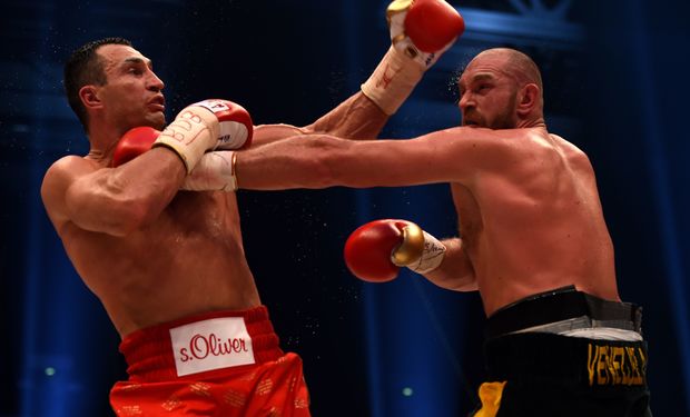 Tyson Fury and Wladimir Klitschko in action in Germany.