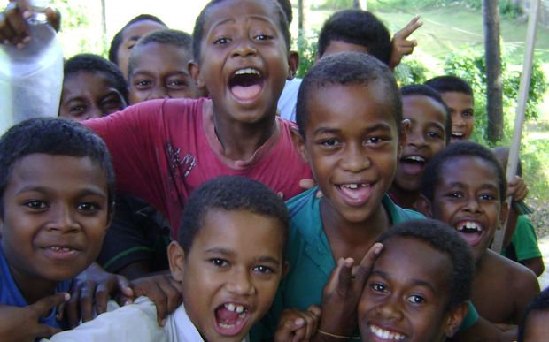 Children living in a squatter settlement outside Suva, Fiji