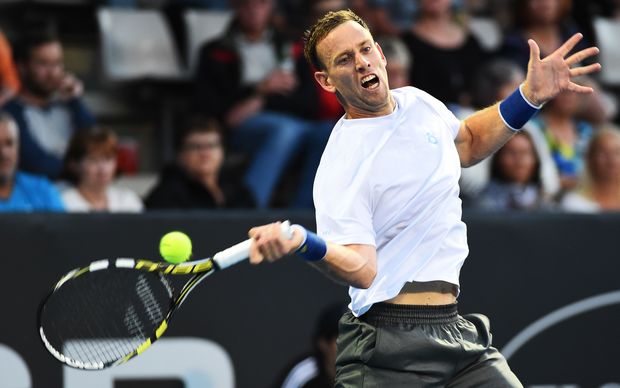 New Zealand tennis player Michael Venus in action at the ASB Classic.