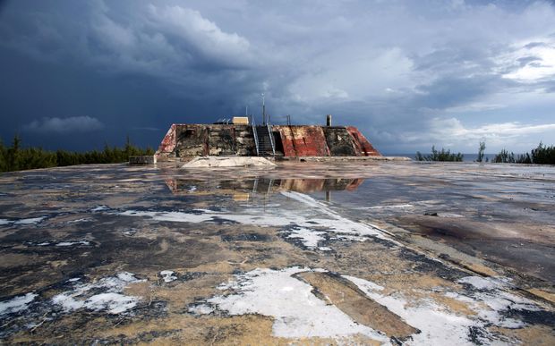 View of the advanced recording base PEA "Denise" on Moruroa atoll