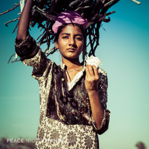 The Stick Girl, Thar Desert, India, - Peace in 10000 Hands