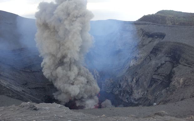 The constantly erupting crater of Mt Yasur, on the Vanuatu island of Tanna. 