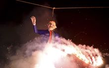 Mexican's set fire to an effigy of US Republican presidential candidate Donald Trump in Mexico City during Holy Week celebrations.