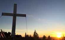 Claire Bibby sent this stunning picture of the Anzac Cross at dawn in Tinui, Wairarapa. 