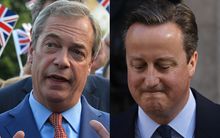 UKIP leader Nigel Farage and British Prime Minister David Cameron