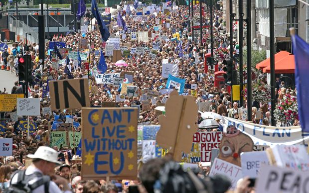 Protesters took to the streets of London to oppose Britain's exit of the European Union more than a week after the referendum.