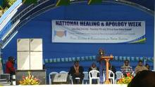 Solomon Islands Prime Minister Manasseh Sogavare speaking during the National Healing and Apology Week in Honiara. 2-7/ July/2016