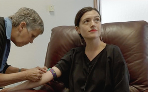 Noelle McCarthy has blood taken as part of a string of tests to determine her biological age.