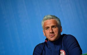 Ryan Lochte at a media conference in Rio de Janeiro, before the opening ceremony of the Rio 2016 Olympic Games. 
