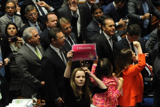 Brazilian senators after the vote.