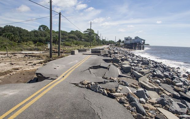 Alligator Point road collapsed during the storm surge from Hurricane Hermine.