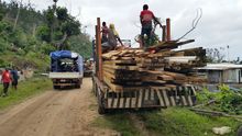 Materials being distributed on Koro Island in Fiji