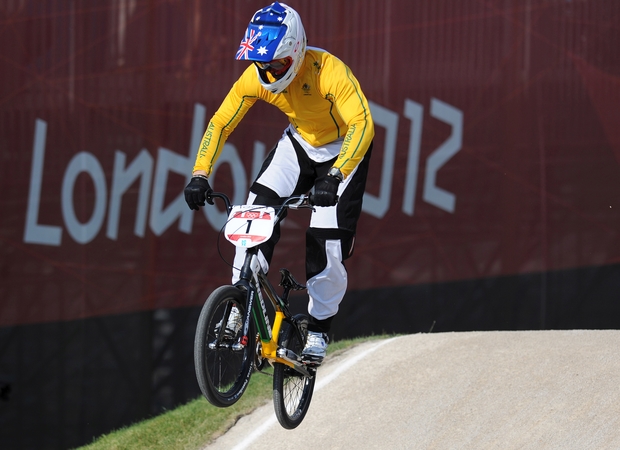 Two-time World BMX Champion Sam Willoughby competing at the London Olympics