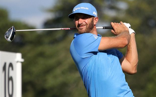 Dustin Johnson on the 16th tee during round two of the PGA Tour Championship, 2016.