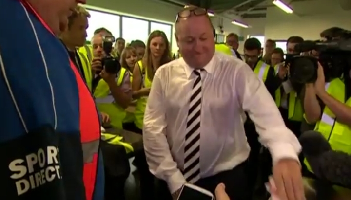 Mike Ashley's photo opportunity goes horribly wrong.